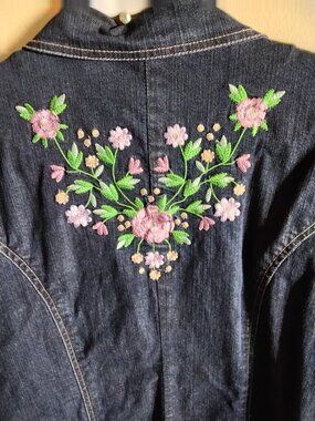 Vintage Y2K DCC Missy Embroidered Denim Blazer Jacket - Size XL